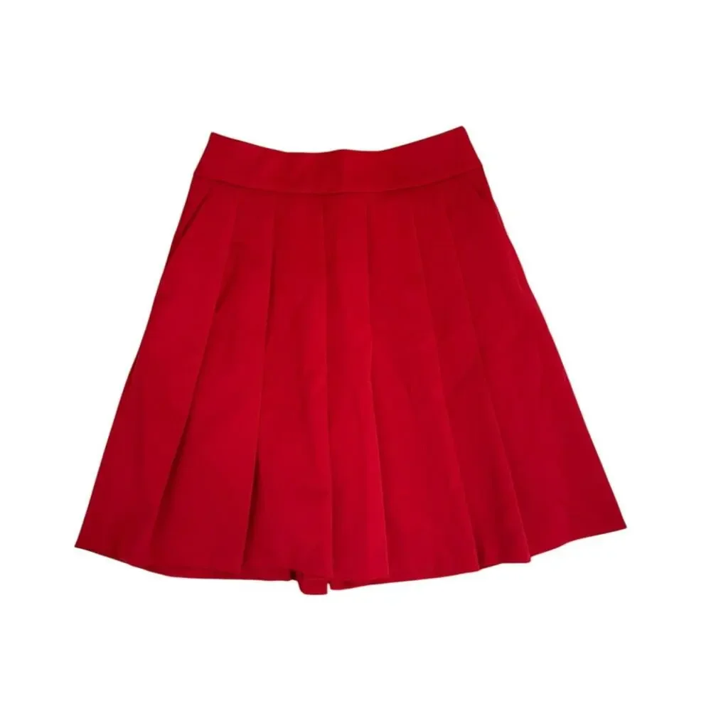 NWT Ann Taylor Preppy Holiday Red Pleated High Rise Skirt Size 0